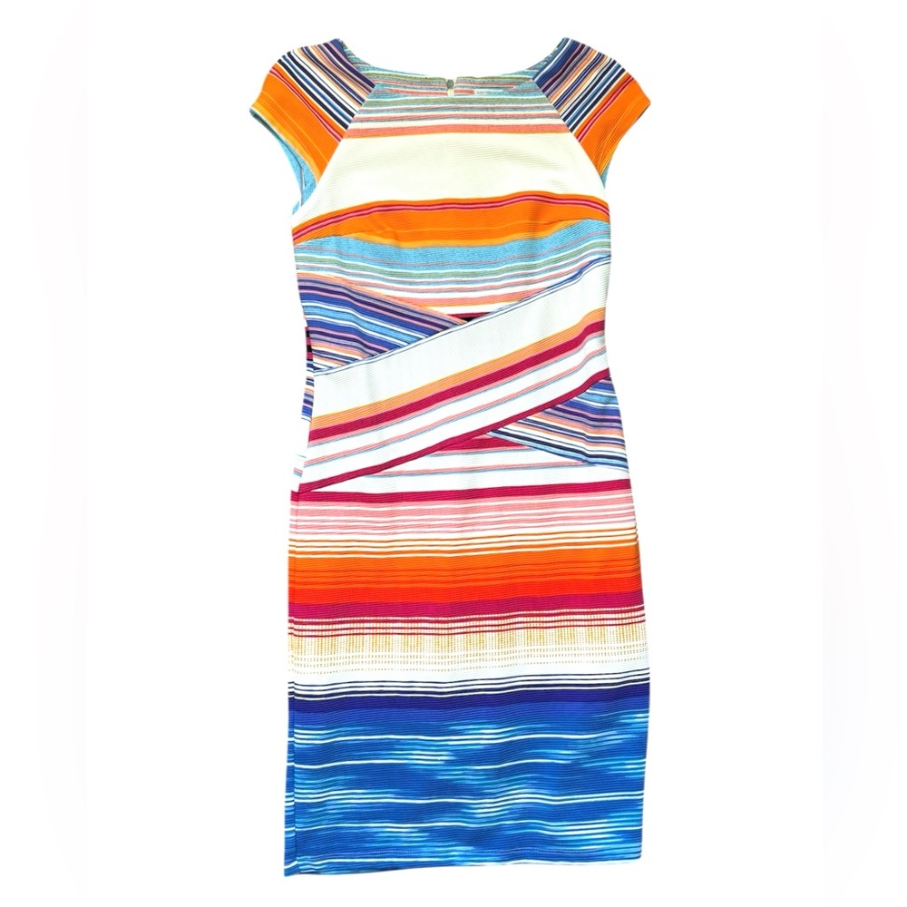 New York and Company Stretch Colorful Striped Dress, Size S